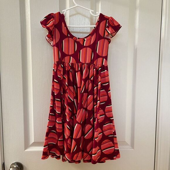 Dot Dot Smile Striped Circles Twirl Dress Flutter Sleeve Girls Size 3/4 - Picture 7 of 10